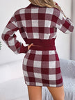 Plaid Round Neck Top and Skirt Sweater Set - Premium   - Just $56.95! Shop now at LACEDUPED