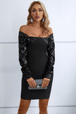 Sequin Off-Shoulder Mini Dress - Premium   - Just $145.95! Shop now at LACEDUPED